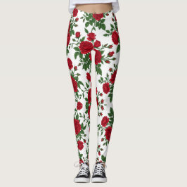 Elegant rood rozen naadloos bloempatroon leggings