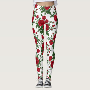 Elegant rood rozen naadloos bloempatroon leggings