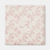 Elegant rood rozenpapier Chintz Monogram Magneet (Voorkant)