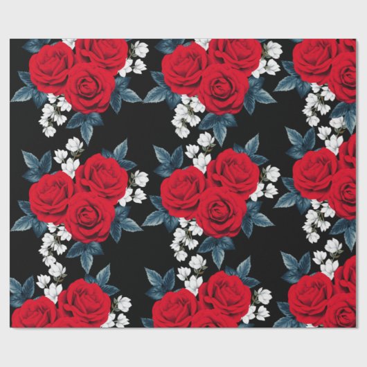 Elegant rood rozenwrapppapier cadeaupapier (Vlak)