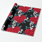 Elegant rood rozenwrapppapier cadeaupapier (Uitgerold)