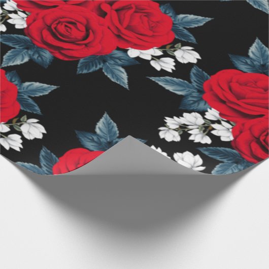 Elegant rood rozenwrapppapier cadeaupapier (Hoek)