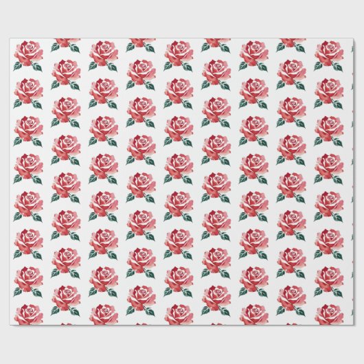 Elegant rood rozenwrapppapier cadeaupapier (Vlak)