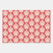 Elegant  Rood Salie Groen Goud Damast Inpakpapier Vel (Voorkant 3)