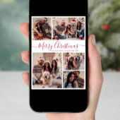 Elegant Rood Script 5 Fotocollage Kerstmis Feestdagenkaart