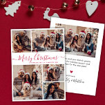 Elegant Rood Script 5 Fotocollage Kerstmis Feestdagenkaart<br><div class="desc">Modern Eenvoudig Elegant Rood Kalligrafie 5 Fotocollage Vrolijk Kerstmis Script Vakantie Kaart. Deze feestelijke, minimalistische, grillige vijf (5) foto vakantie wenskaart sjabloon beschikt over een grid fotocollage en zegt "Vrolijk kerstfeest"! De begroetingstekst "Merry Christmas" is geschreven in een prachtig handgeschreven swirly swash-tail lettertype script in rood op wit. Op de...</div>