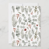 Elegant rood script krans groen kerst Kaart (Achterkant)