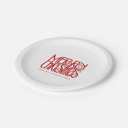 Elegant rood script Merry Christmas Custom Papieren Bordje (Gekanteld)