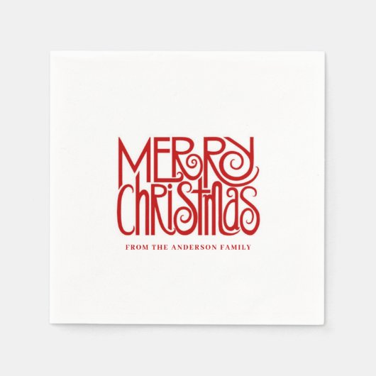 Elegant rood script Merry Christmas Custom Servet (Voorkant)