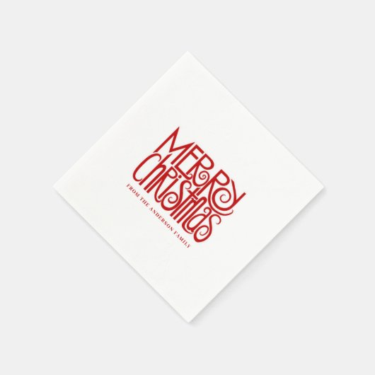 Elegant rood script Merry Christmas Custom Servet (Hoek)