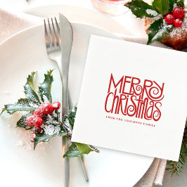 Elegant rood script Merry Christmas Custom Servet
