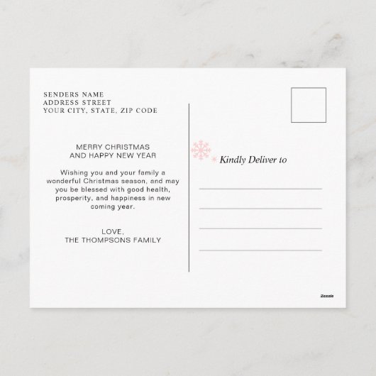 Elegant rood script vrolijke kerst foto collage feestdagenkaart (Achterkant)