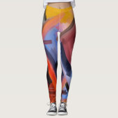 Elegant rood Sinaasappel zwart roze blauw abstract Leggings (Voorkant)
