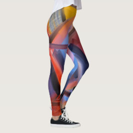 Elegant rood Sinaasappel zwart roze blauw abstract Leggings