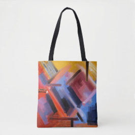 Elegant Rood Sinaasappel Zwart Roze Blauw Abstract Tote Bag