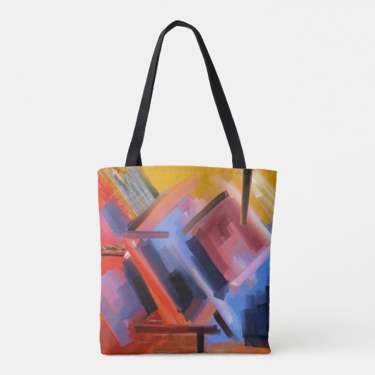 Elegant Rood Sinaasappel Zwart Roze Blauw Abstract Tote Bag (Achterkant)