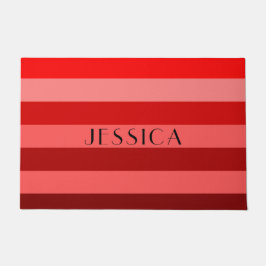 Elegant rood strepenpatroon aangepaste naam deurmat
