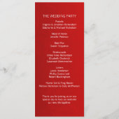 Elegant rood trouwprogramma programmakaart (Achterkant)