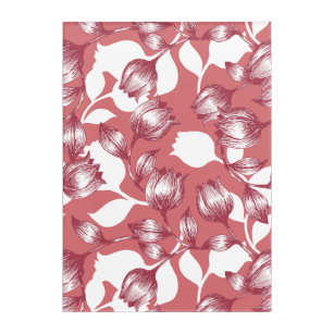 Elegant rood tulp silhouet bloemenpatroon acryl muurkunst