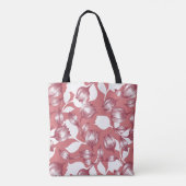 Elegant rood tulp silhouet bloemenpatroon tote bag (Achterkant)