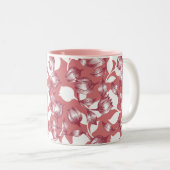 Elegant rood tulp silhouet bloemenpatroon tweekleurige koffiemok (Voorkant rechts)