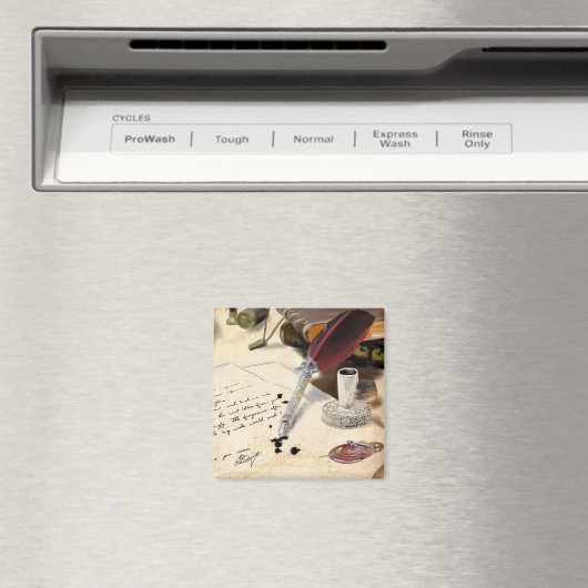 Elegant  rood vedervulpen en inkwell magneet (Insitu (Vaatwasser))