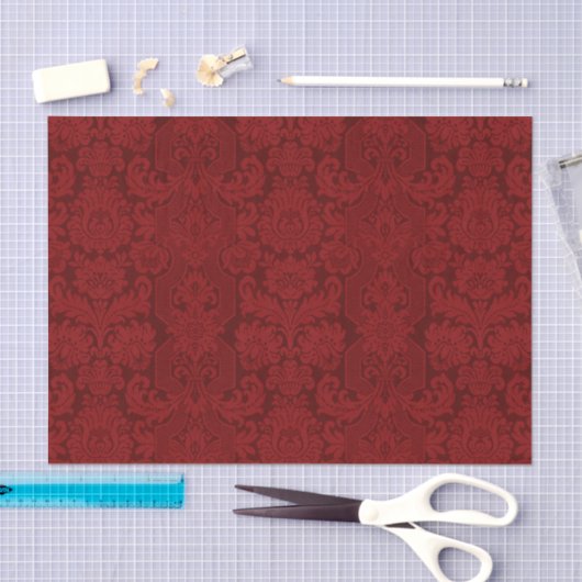 Elegant  Rood Victoriaans Damask Tissuepapier (Craft)