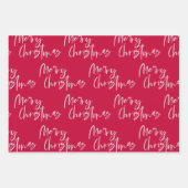 Elegant rood vrolijk kerstcitaat cadeau inpakpapier vel (Voorkant)
