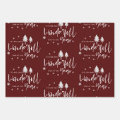 Elegant rood vrolijk kerstcitaat cadeau inpakpapier vel (Voorkant 3)