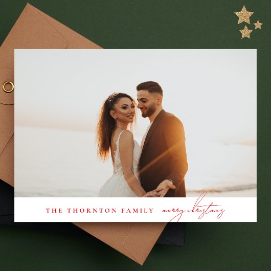 Elegant rood | VROLIJKE KERSTMIS Fotocollage Feestdagenkaart