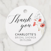 Elegant rood Waterverf Flowers Vrijgezellenfeest Bedankjes Labels (Voorkant)