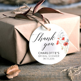 Elegant rood Waterverf Flowers Vrijgezellenfeest Bedankjes Labels