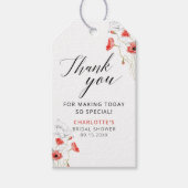 Elegant rood Waterverf Flowers Vrijgezellenfeest Cadeaulabel (Voorkant)