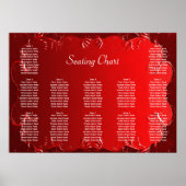 Elegant Rood Wedding Reception Sezing Chart Poster (Voorkant)