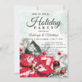 Elegant rood winter poinsettia bloemenvakantie fee kaart (Voorkant)