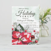 Elegant rood winter poinsettia bloemenvakantie fee kaart (Staand voorkant)