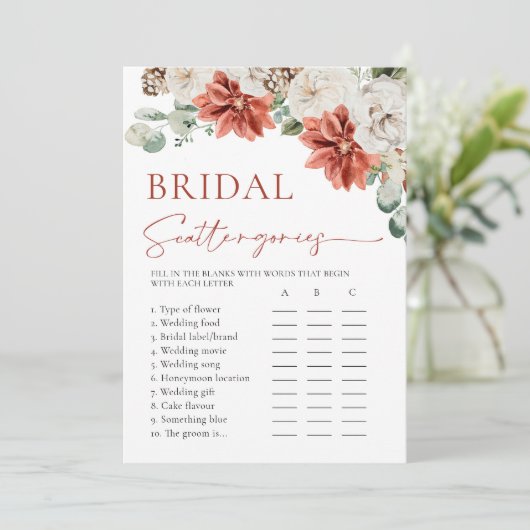 Elegant rood winter Vrijgezellenfeest Categorieën Kaart (Staand voorkant)