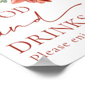 Elegant rood winterkersteten en Drinken teken Poster (Hoek)