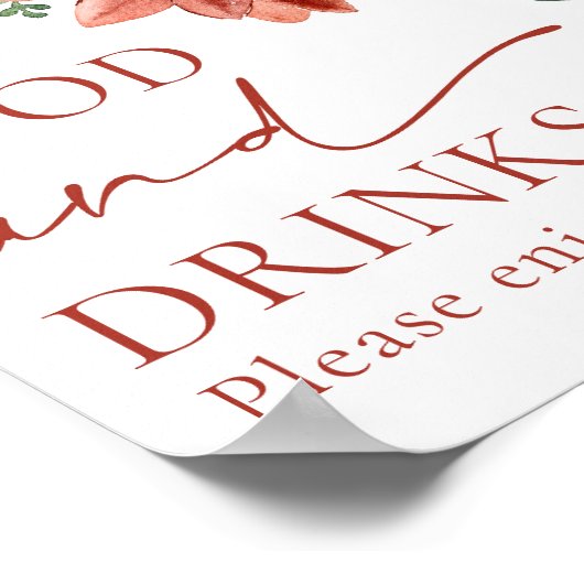 Elegant rood winterkersteten en Drinken teken Poster (Hoek)