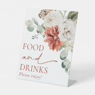Elegant rood winterkersteten en Drinken teken Reclamebord Met Voetstuk