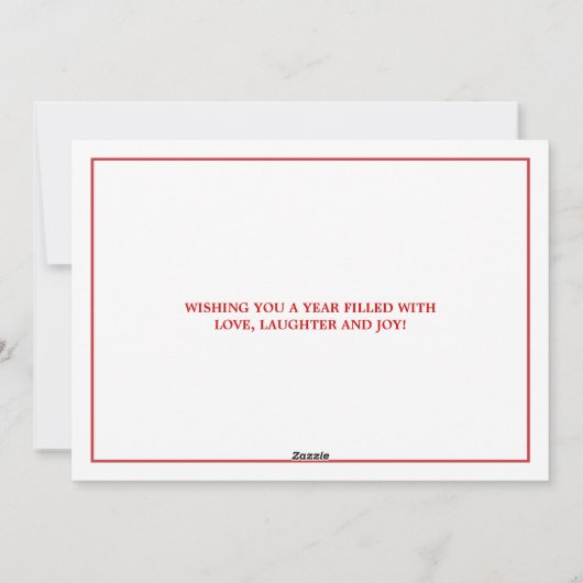 Elegant Rood & Wit 4 het Nieuwjaar Photocard van Feestdagenkaart (Achterkant)