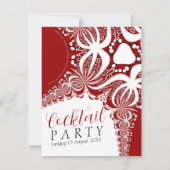 Elegant rood & wit batik cocktail party kaart (Voorkant)