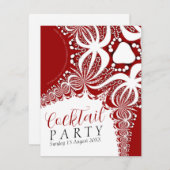 Elegant rood & wit batik cocktail party kaart (Voorkant / Achterkant)