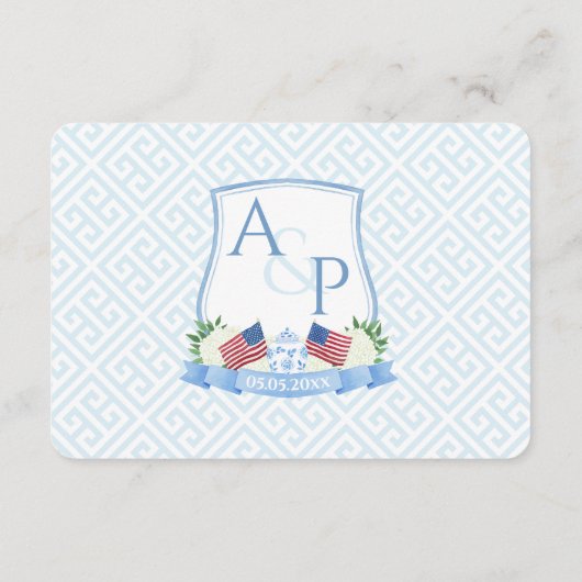 Elegant Rood Wit Blauw Bruiloft Maaltijd Opties RS Informatiekaartje (Achterkant)