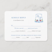 Elegant Rood Wit Blauw Bruiloft Maaltijd Opties RS Informatiekaartje (Voorkant)