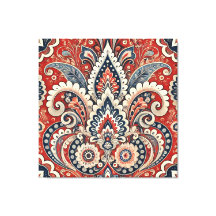 Elegant rood, wit & blauw Paisley Bloemenpatroon