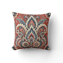 Elegant rood, wit & blauw Paisley Bloemenpatroon