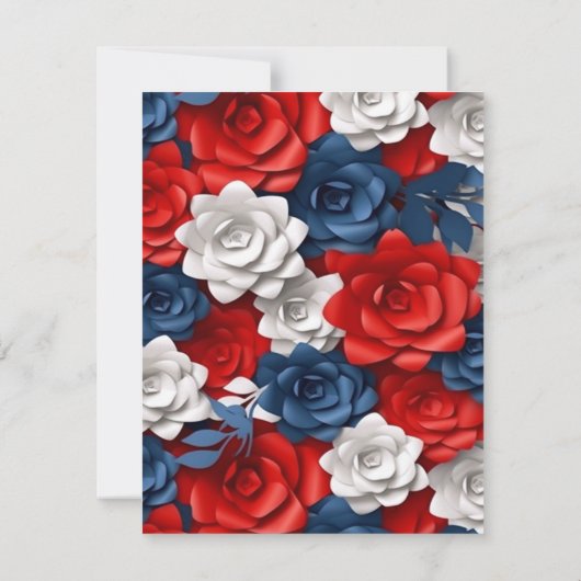 Elegant rood wit blauw patriottische bloementuin kaart (Achterkant)