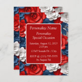 Elegant rood wit blauw patriottische bloementuin kaart (Voorkant / Achterkant)