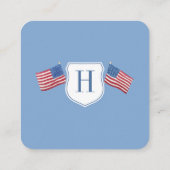 Elegant Rood Wit Blauw Vlag Monogram Baby shower Informatiekaartje (Achterkant)